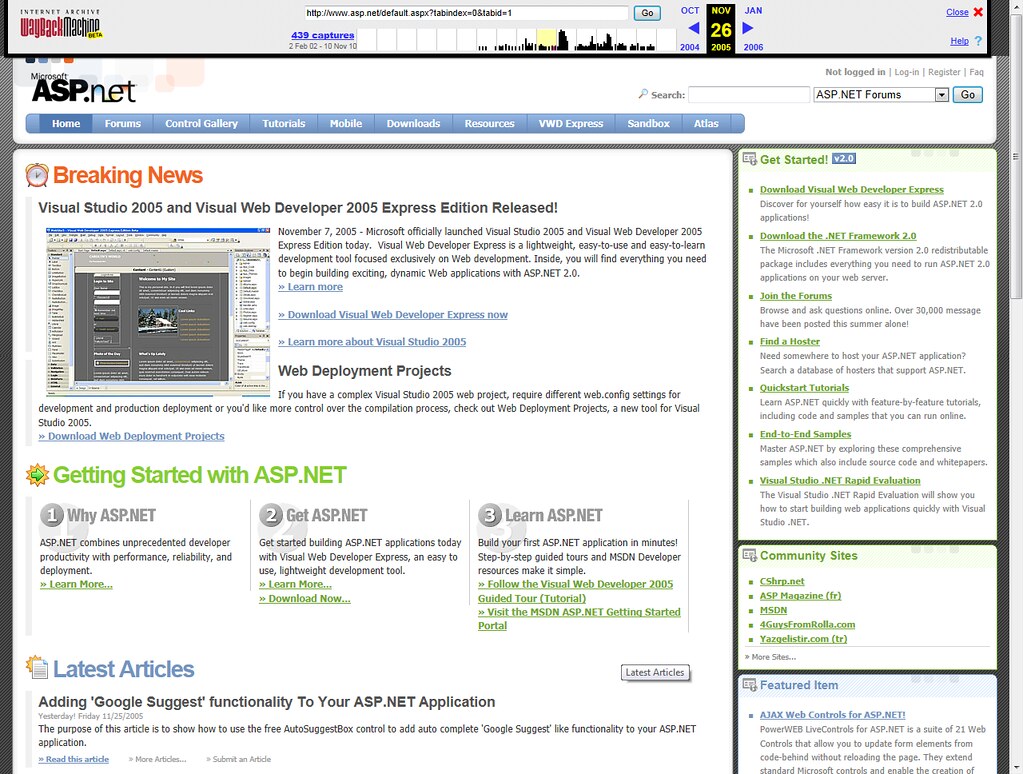 ASP.NET site - 2005