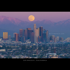 Los Angeles, California (terenceleezy) Tags: city sunset moon mountain la losangeles nikon downtown i5 tripod fullmoon helicopter telephoto freeway downtownla i405 dtla downtownlosangeles 70200mmf28g d700