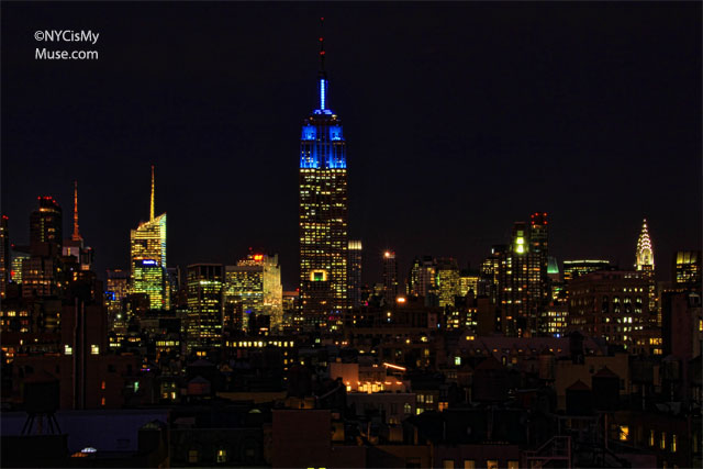 Empire State Building in Blue again for the NY Giants & NYC skyline
