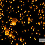 Ocean of hot air lanterns at yee peng festival, Chiang Mai Thailand