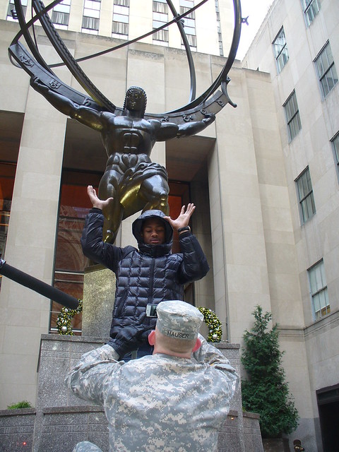 Soldier of the Year and Army All-American stop for photo opp in Manhattan