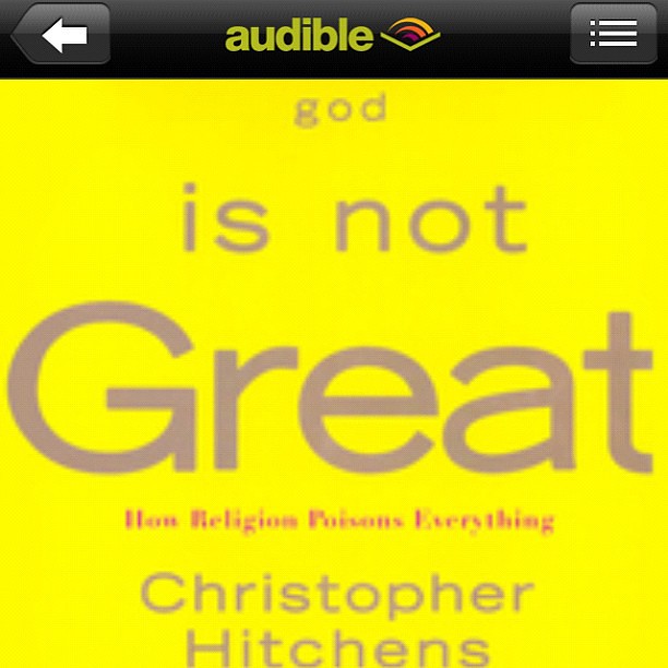 A great man has passed away. I will honor CHRISTOPHER HITCHENS memory by listening to his amazing book #godisnotgreat on #audible again. #rip #atheism #atheist #religion #audiobook