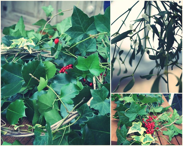 Winter SOLSTICE with holly, ivy & mistletoe