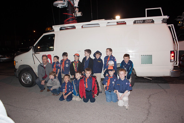 Cub Scout Troop in Front of the Channel 6 News Van