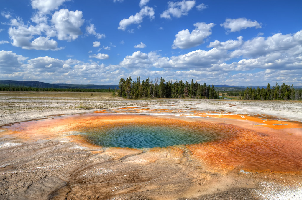 The scenery at Midway Geyser Basin in Yellowstone National Park