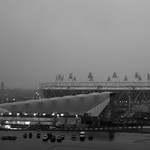Olympic Stadium on a rainy day