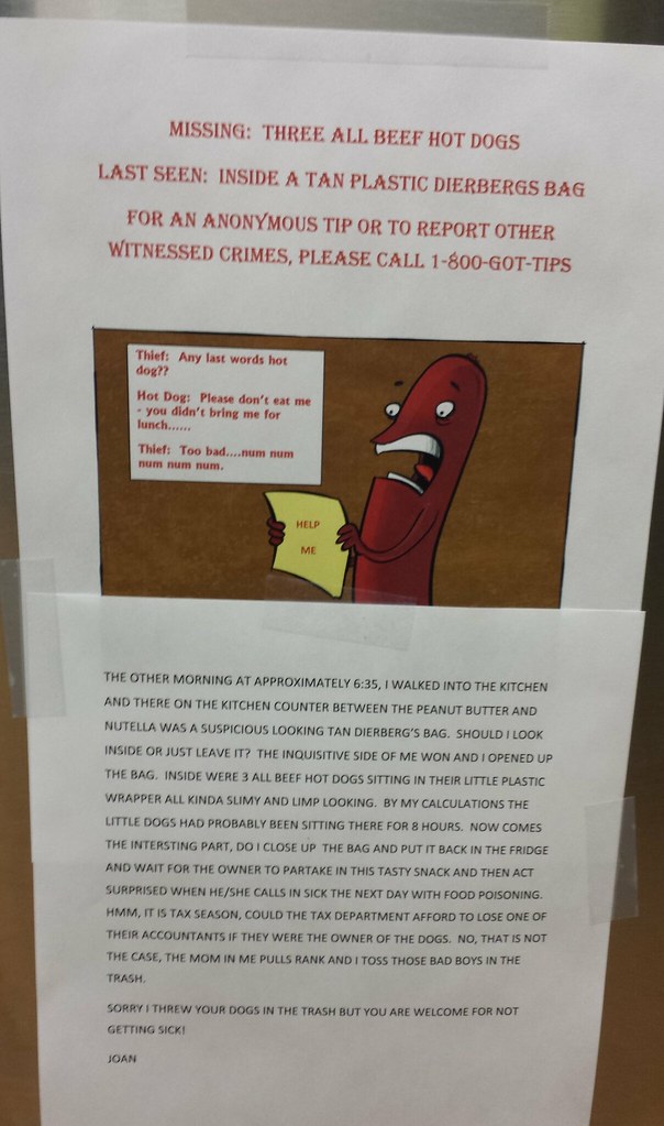 Missing: Three All Beef Hot Dogs