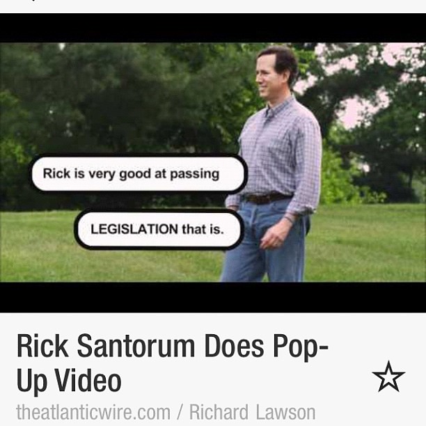 This Rick Santorum ad-still seems right out of a DAN SAVAGE parody ("good at passing"), but its really supposed to show him normal, coaching little league.