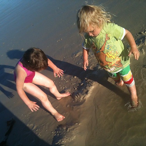 Playing at the beach while the father person makes supper!!!