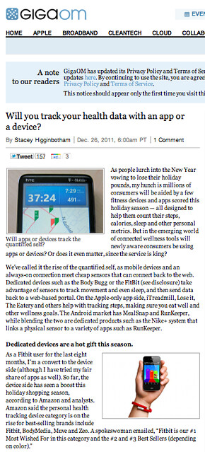 GigaOm: Will You Track Your Health Data With An App Or A Device? (12.26.2011)