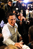 Romney shakes hands