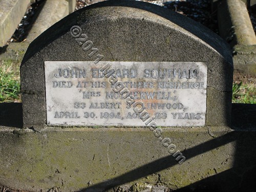 John Edward SOUTHAM - died at his mothers residence