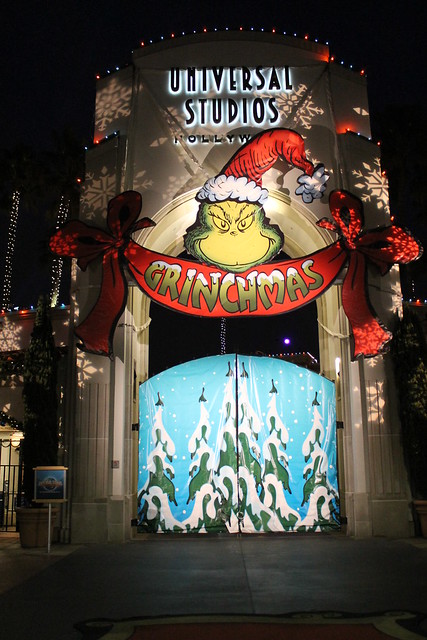 Universal Studios Hollywood Main Gate at night