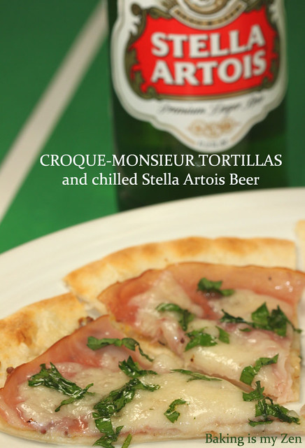 Croque-Monsieur Tortillas and Stella Artois Beer