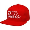 NBA Vintage Mitchell & Ness - CHICAGO BULLS Snapback White Red Hats Script Cap