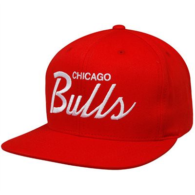 NBA Vintage Mitchell & Ness - Chicago BULLS Snapback White Red Hats Script Cap