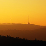 TV Tower and Mountains in November Sunset