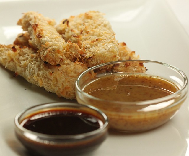 Coconut Panko Chicken Fingers with Honey Mustard Sauce ~ New Year’s Eve Appetizer