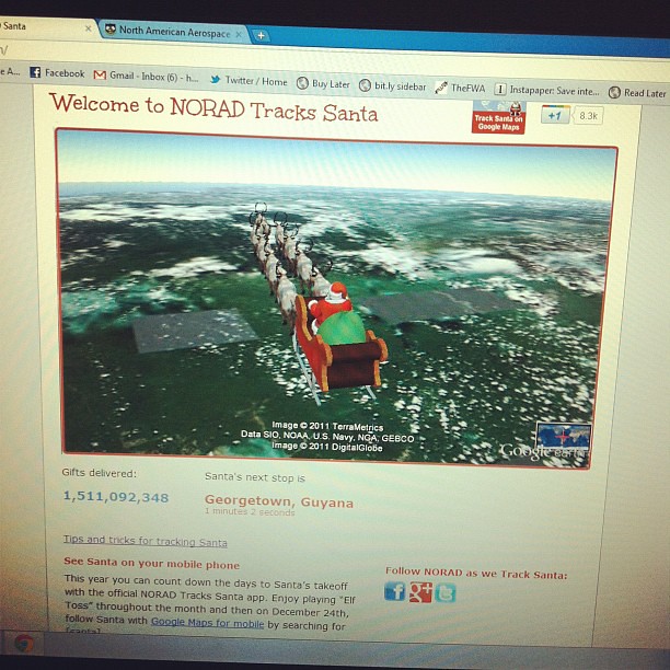 According to NORAD, Santa is over Guyana right now