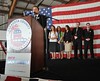 Zach Bates, County Commissioner of Anderson County, Tenn., Speaks during Rick Santorum Rally as Members of the Duggar Family Look On, Sarasota, Fla., Jan. 29, 2012