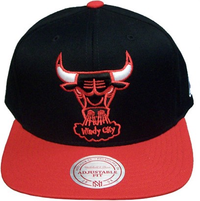NBA Mitchell & Ness - CHICAGO BULLS Snapback Hat Cap Black Red