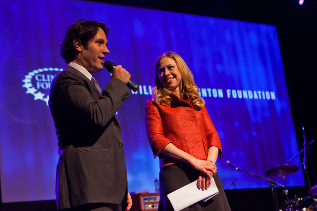 Paul Rudd and CHELSEA CLINTON at the Clinton Foundation Millennium Network Event