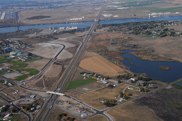 Aerial view looking north