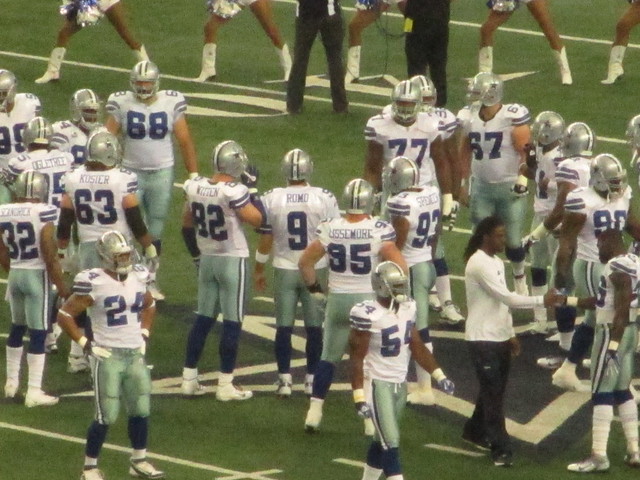 The Dallas Cowboys before their game with Seattle in Dallas at JerryWorld