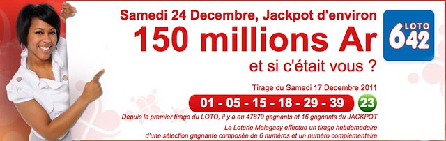Jackpot Loto 6/42 du samedi 24 décembre 2011