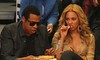 Jay-Z and Beyonce share some food at the NBA All-Star Game in LA