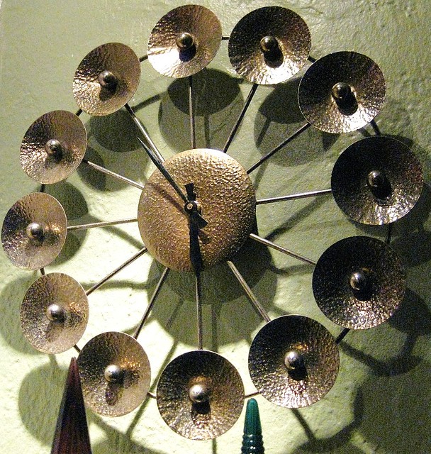Copper Metal Wall Clock 60s