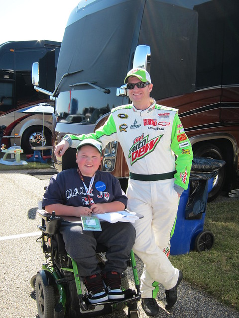 Dale Jr hanging out with a NASCAR Dreams child
