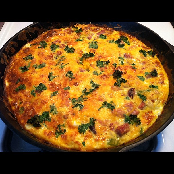 (Photo a Day) PRESIDENTS Day holiday ham & cheese frittata for Hubby & kids.