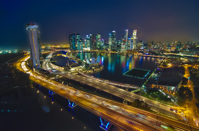 Singapore Flyer Cityscape Eagle eye view