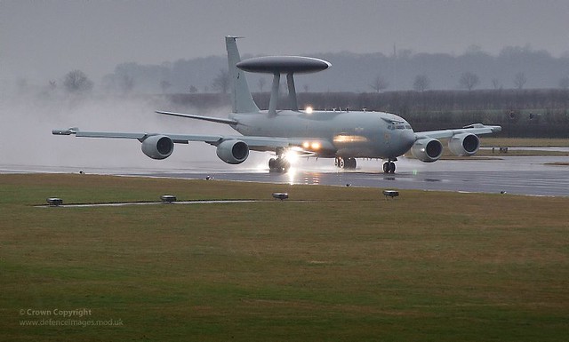 E-3D Sentry Aircraft Lands at RAF Waddington