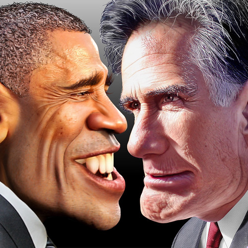 Barack Obama vs. Mitt Romney 2012 by DonkeyHotey, on Flickr