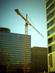 downtown construction crane