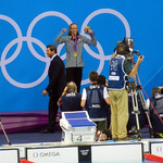 Medal Ceremony, Swimming, Aquatics Centre, Olympic Park, Stratford, London, England, UK