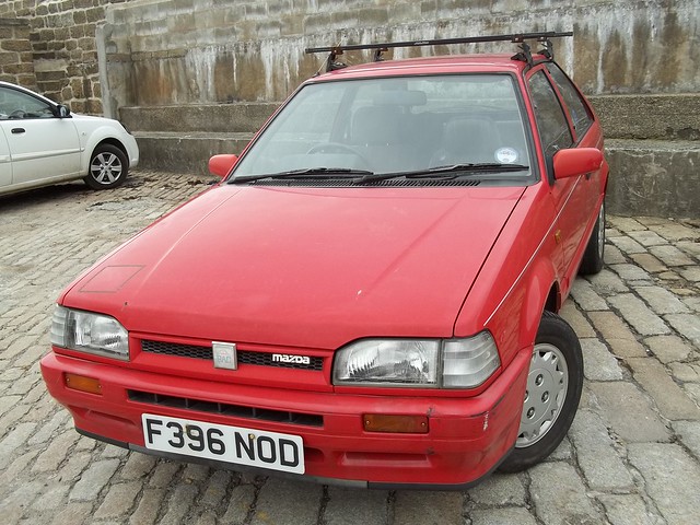 old red classic car japanese cornwall 1988 oldtimer 1989 mazda 323 f396nod