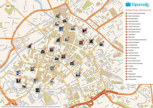 Manchester printable tourist attractions map
