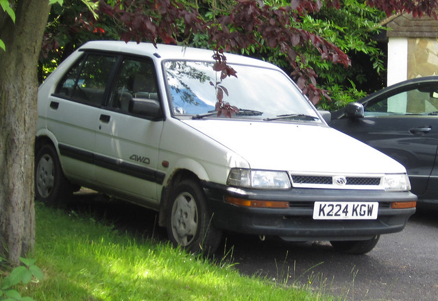 old white car cool nice 4wd surrey retro 1993 subaru parked rare justy gl k224kgw