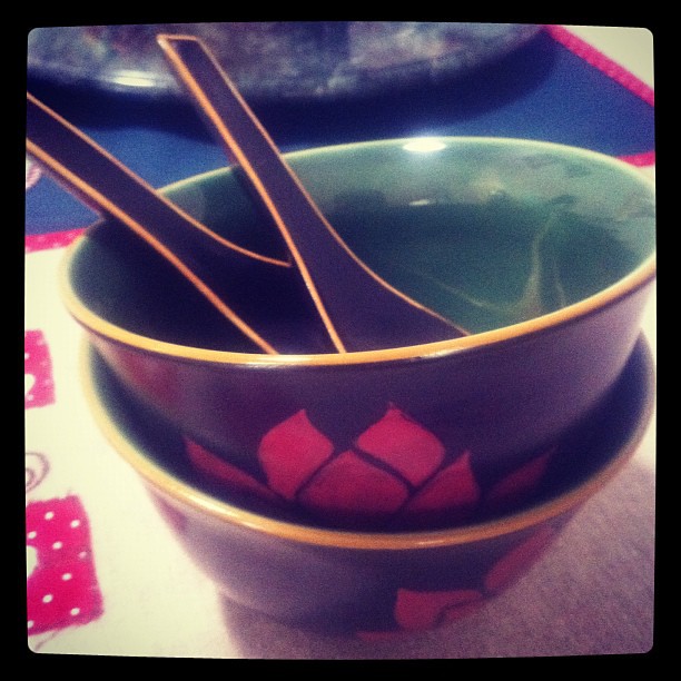 And for an Asian meal, here are my new @oxfamaustralia Kylie Kwong bowls and spoons! Lovely!