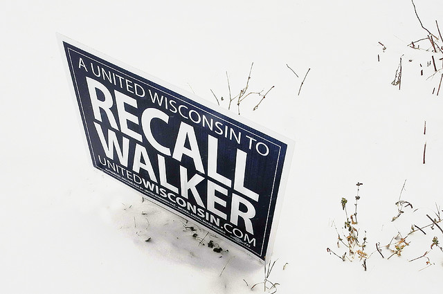 The Snow Really Makes the Recall Walker Signs Pop