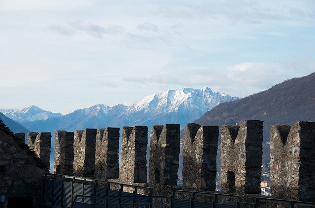 Alps above the walls of Montebello Castle