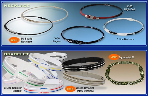 Necklaces & bracelets with the Aquatitan technology are some of the most popular items in the Phiten line