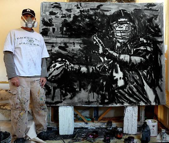 Art Football Quartback Favre Painting With Artist
