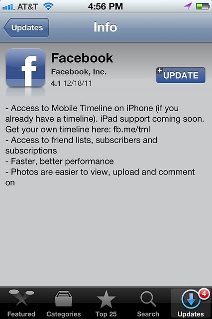 FACEBOOK TIMELINE For iPhone