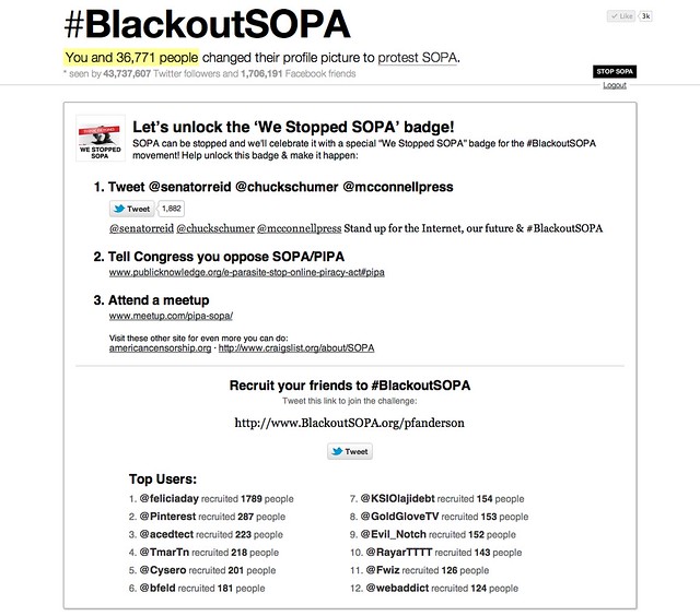 Cool Toys Pic of the day - SOPA Countdown / Blackout SOPA / American Censorship