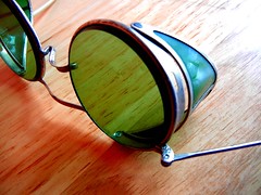 Vintage green glass safety goggles