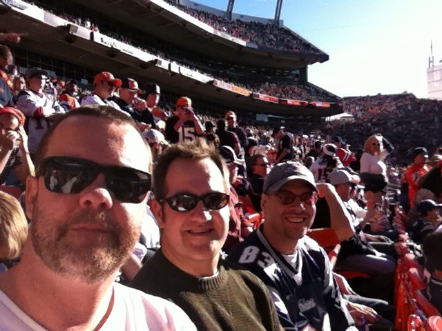 Me, Andrew, and Rob at the Broncos Patriots game